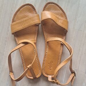 Labu Genuine Leather Stylish Tan Quality Neutral Ankle Strap Leather Sandals